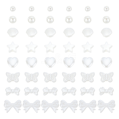 480Pcs 8 Styles ABS Imitation Pearl Beads OACR-HY0001-19-1