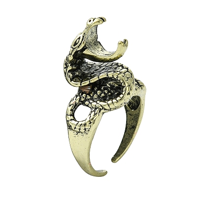 Snake Alloy Cigarette Holder Ring RJEW-K275-25AB-1