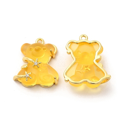 Transparent Resin Crystal Rhinestone Pendants KK-H438-04G-06-1
