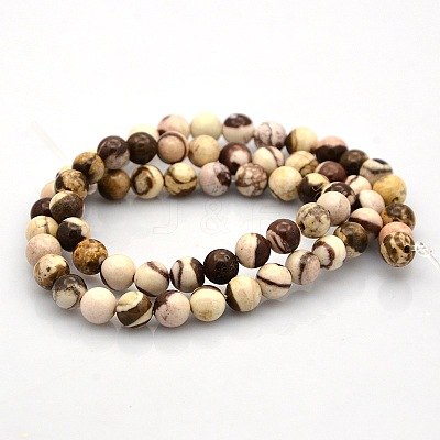 Round Natural Zebra Jasper Beads Strands G-N0120-41-6mm-1