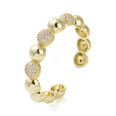Brass Micro Pave Cubic Zirconia Cuff Bangle BJEW-K239-01G-1