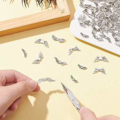 100Pcs 10 Styles Tibetan Style Alloy Fairy Wing Beads TIBEB-CJ0001-27-1