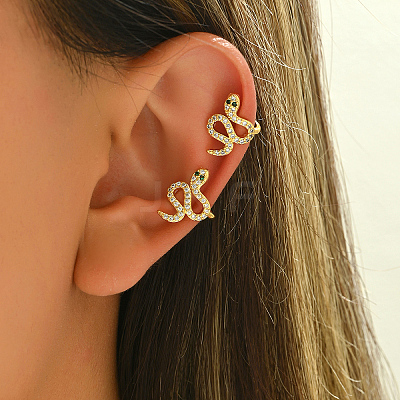 Brass Snake Cuff Earrings ML7793-1