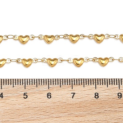 304 Stainless Steel Heart Link Bracelets BJEW-M121-03G-1