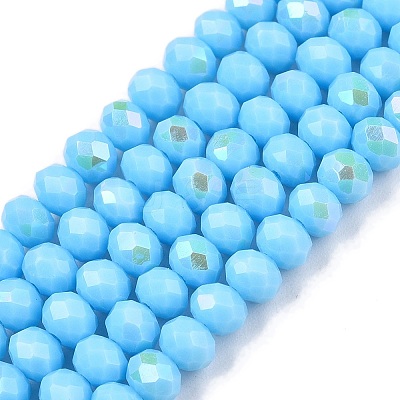 Electroplate Opaque Solid Color Glass Beads Strands EGLA-A044-P4mm-L08-1