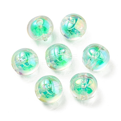 UV Plating Rainbow Iridescent Acrylic Beads OACR-A014-02G-1