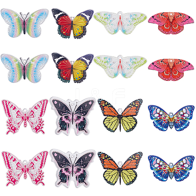 16Pcs 8 Style Printed Acrylic Pendants MACR-SC0002-18-1