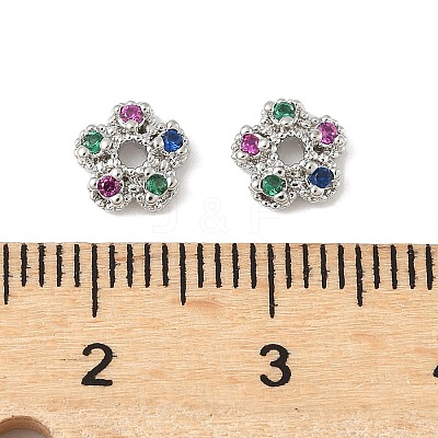 Brass Micro Pave Colorful Cubic Zirconia Bead Caps KK-V015-07P-1