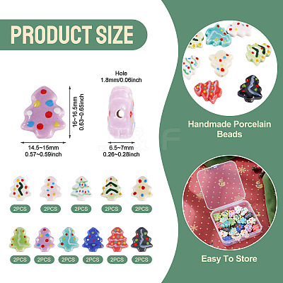 22Pcs 11 Colors Handmade Porcelain Beads PORC-TA0001-34-1