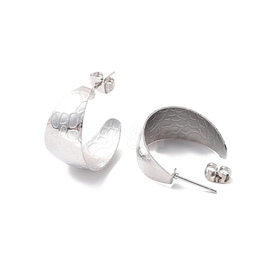 Non-Tarnish 304 Stainless Steel Chunky C-shape Stud Earrings EJEW-P198-06P-1