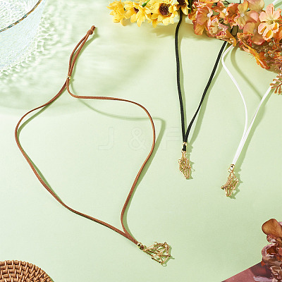 3Pcs Faux Suede Macrame Pouch  Pendant Necklaces NJEW-TAC0052-02-1