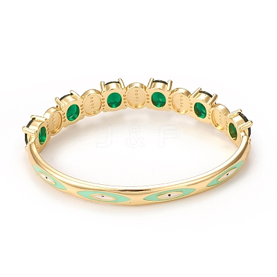 Rack Plating Virgin Mary Brass Bangles with Micro Pave Cubic Zirconia BJEW-E071-03G-1