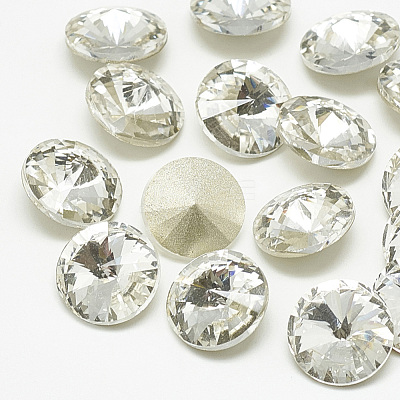 Pointed Back Glass Rhinestone Cabochons RGLA-T086-14mm-01-1