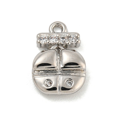 Brass Micro Pave Clear Cubic Zirconia Pendants KK-O008-01A-P-1