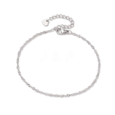 304 Stainless Steel Singapore Chains Bracelets BJEW-JB11508-1