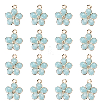 Light Gold Plated Alloy Enamel Pendants X-ENAM-R136-17B-1