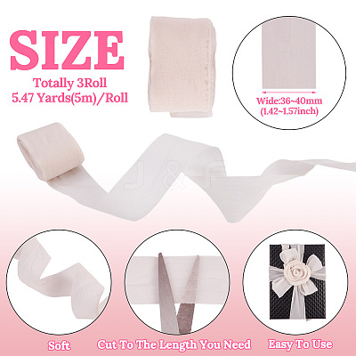 3 Rolls Frayed Polyester Ribbon OCOR-TA0002-97D-1