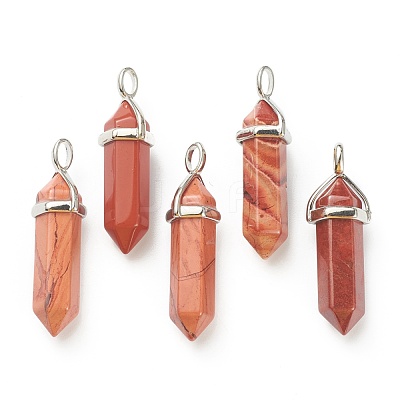Natural Red Line Jasper Pointed Pendants G-M378-01P-A34-1