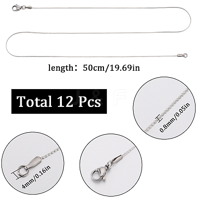 12Pcs 304 Stainless Steel Serpentine Chain Necklaces Set for Men Women NJEW-SC0001-15-1