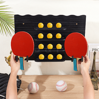 1 Bag Pine Wooden Wall-mounted Table Tennis Racket Storage Rack AJEW-CL0003-43-1