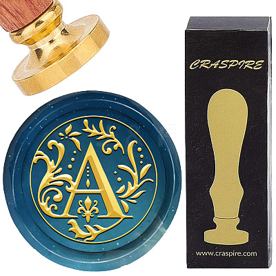 Brass Wax Seal Stamps with Wood Handle AJEW-WH0412-0234-1