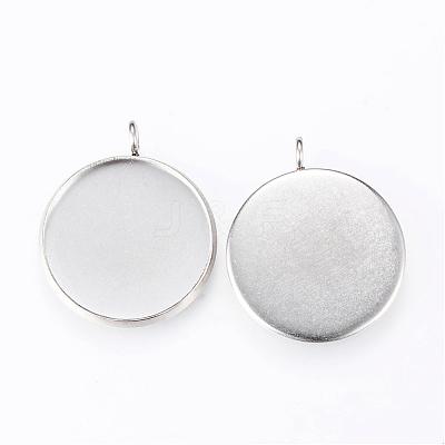 Tarnish Resistant 304 Stainless Steel Pendant Cabochon Settings STAS-R090-11-1