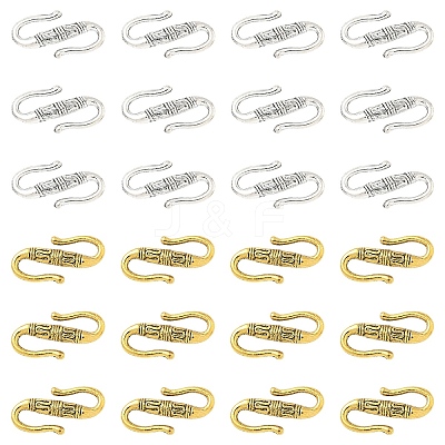 30Pcs 2 Colors Tibetan Style Alloy S-Hook Clasps TIBE-YW0001-96-1