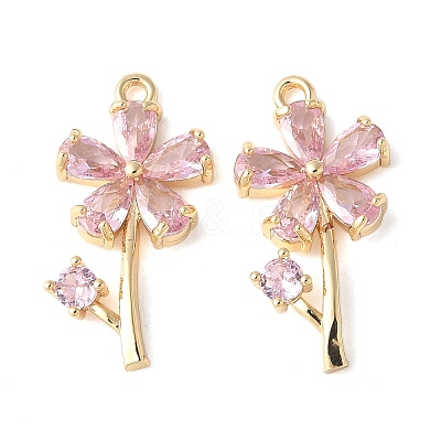 Brass Micro Pave Cubic Zirconia Pendants KK-A253-16G-1