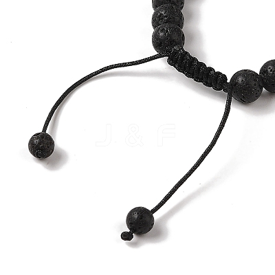 8mm Round Natural Lava Rock Braided Bead Bracelets BJEW-C067-01B-09-1