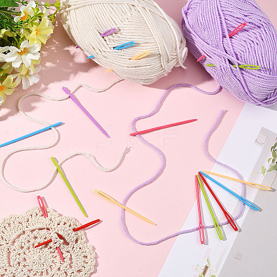 100Pcs Child Plastic Knit Needles Sewing Knitting Cross Stitch TOOL-SP0001-10-1