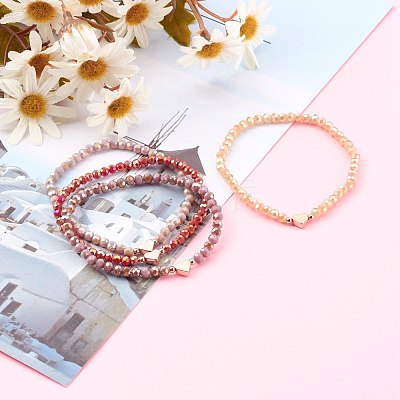 Electroplate Faceted Round Glass Beaded Bracelets BJEW-JB06124-1