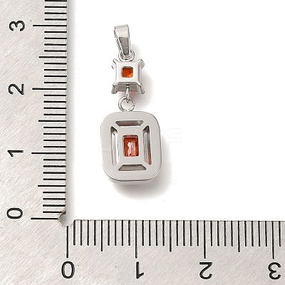 304 Stainless Steel Micro Pave Cubic Zirconia Pendants STAS-H228-03P-04-1