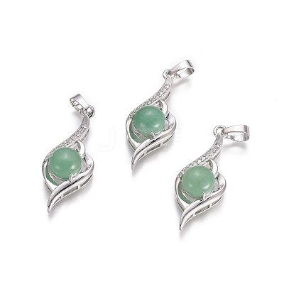Natural Green Aventurine Pendants G-L512-G09-1