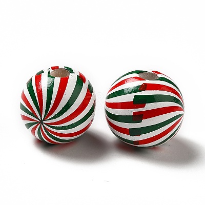 Christmas Theme Printed Natural Wooden Beads WOOD-L020-A04-1