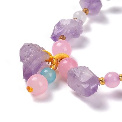 Nuggets Natural Amethyst Stretch Beaded Bracelets BJEW-H546-01-1