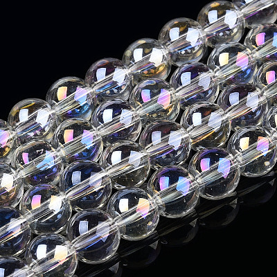 Electroplate Transparent Glass Beads Strands GLAA-T032-T10mm-AB13-1