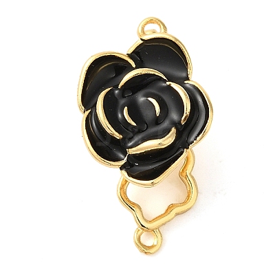Brass with Black Enamel Fold Over Clasps KK-G505-20G-1