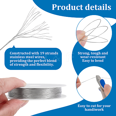 Tiger Tail Wire 304 Stainless Steel Beading Wire TWIR-WH0002-24B-1