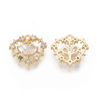 Brass Cubic Zirconia Pendants KK-T050-03G-03-NF-1
