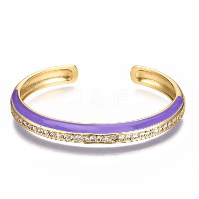Brass Micro Pave Clear Cubic Zirconia Cuff Bangles BJEW-N302-004C-NF-1