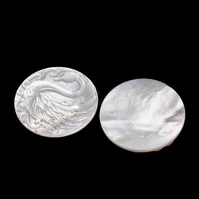 Natural White Shell Carved Cabochons SHEL-G024-03C-1