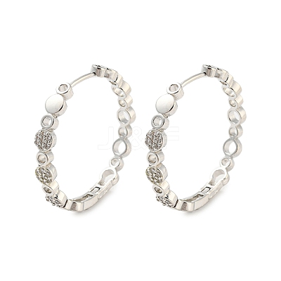 Brass with Cubic Zirconia Hoop Earrings EJEW-G363-14P-1