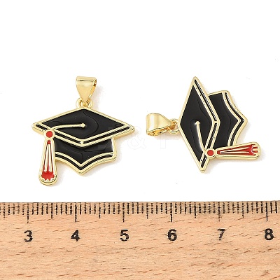 Graduation Season Brass Enamel Pendants KK-CBAF2EC-03G-A06-1