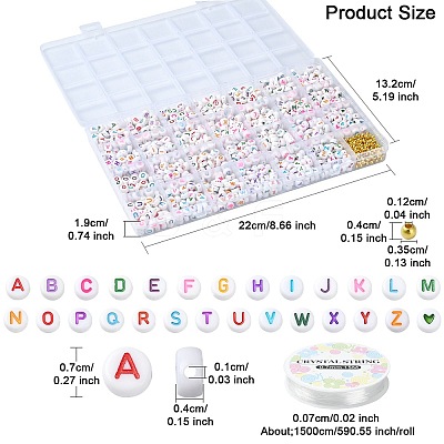 DIY Letter & Heart Acrylic & Plastic Stretch Bracelet Beaded Necklace Making Kit DIY-YW0008-41-1