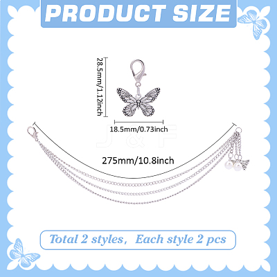 2Pcs Butterfly Alloy Shoe Charms AJEW-ME0003-05-1