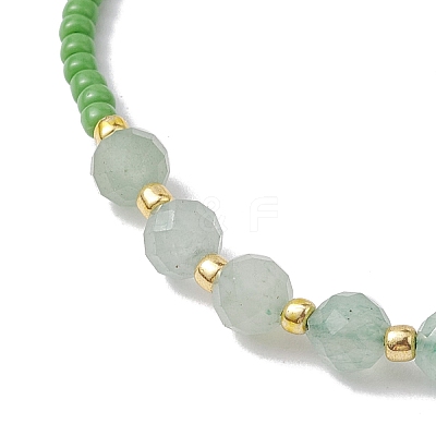 Adjustable Natural Green Aventurine & Seed Braided Bead Bracelets BJEW-JB10181-03-1