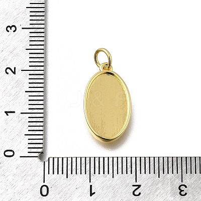 Oval with Virgin Mary Pattern Brass Pendants KK-G525-14G-1