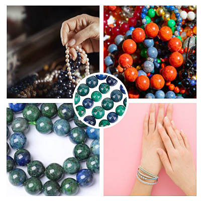 2 Strands Natural Chrysocolla and Lapis Lazuli Beads Strands G-GO0001-38B-1