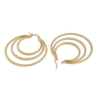 PVD Vacuum Plating 201 Stainless Steel Triple Hoop Earrings for Women EJEW-F345-15G-1