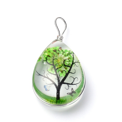 Transparent Glass Pendants GLAA-SZC0001-01E-1